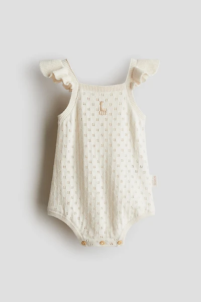 Pointelle-Knit Romper Suit