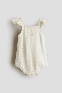 Pointelle-Knit Romper Suit