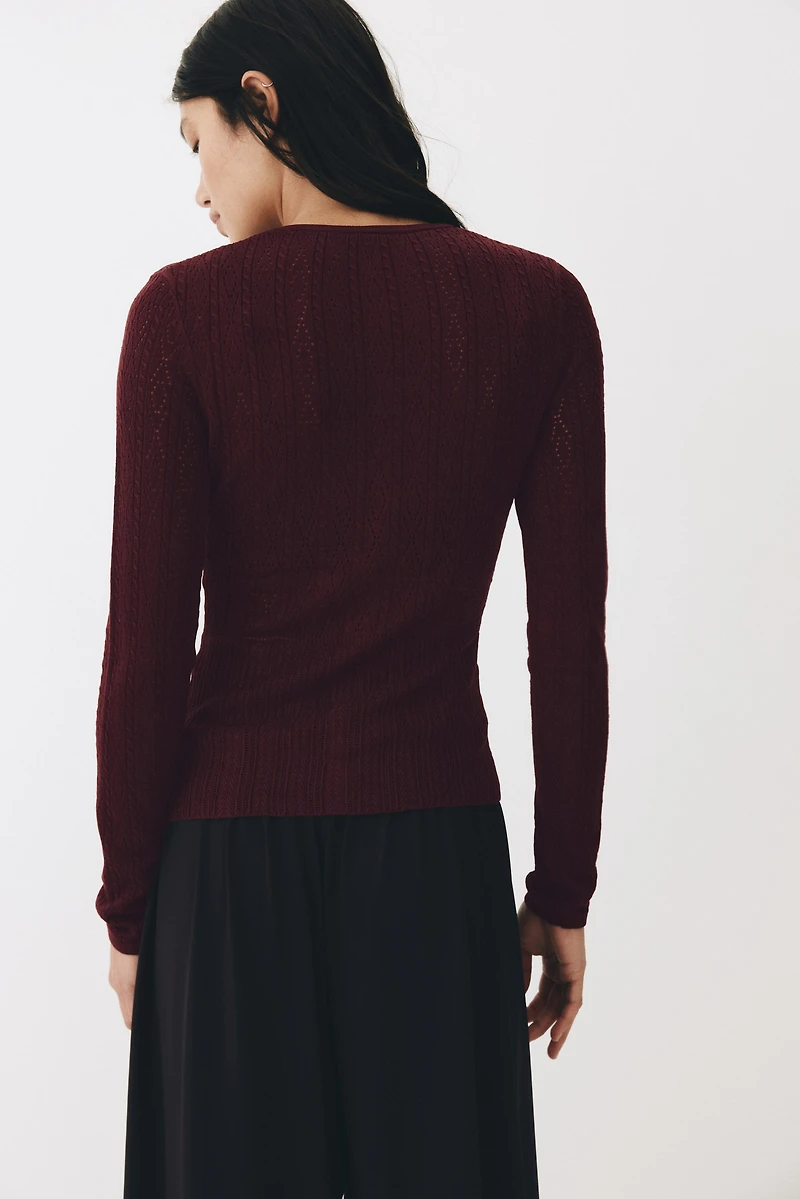 Pointelle-Knit Cardigan