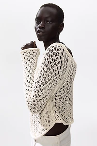 Tie-Detail Crochet-Look Top
