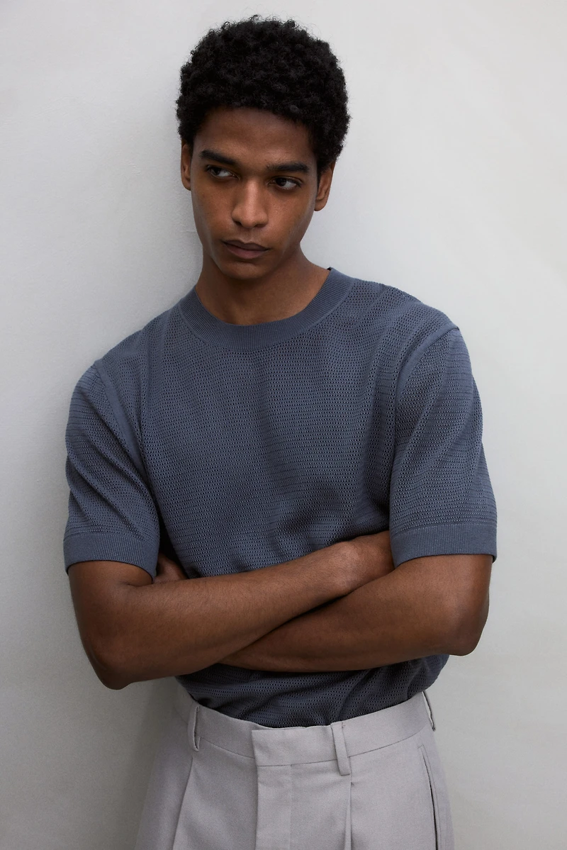 Regular Fit Hole-Knit T-Shirt