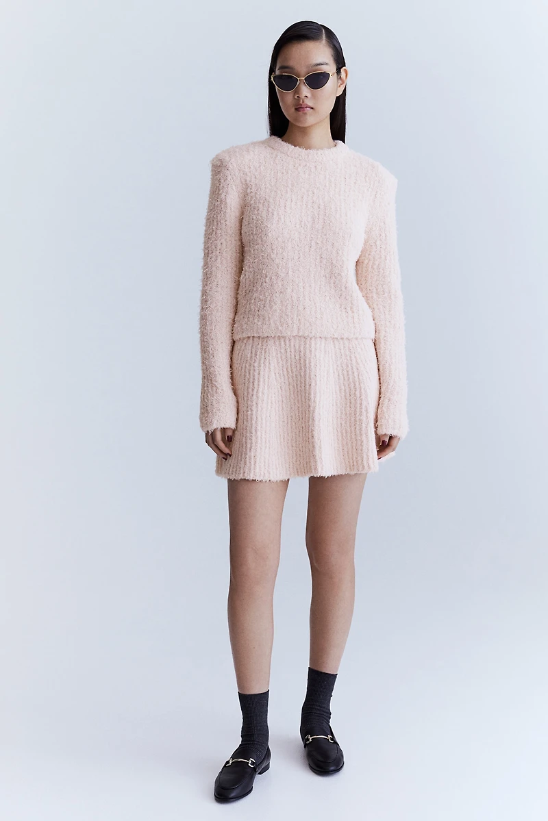 Flared Fluffy-Knit Skirt