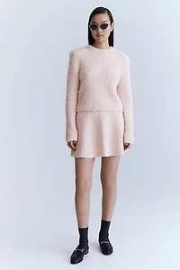 Flared Fluffy-Knit Skirt