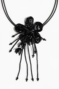 Flower-Detail Cord Necklace