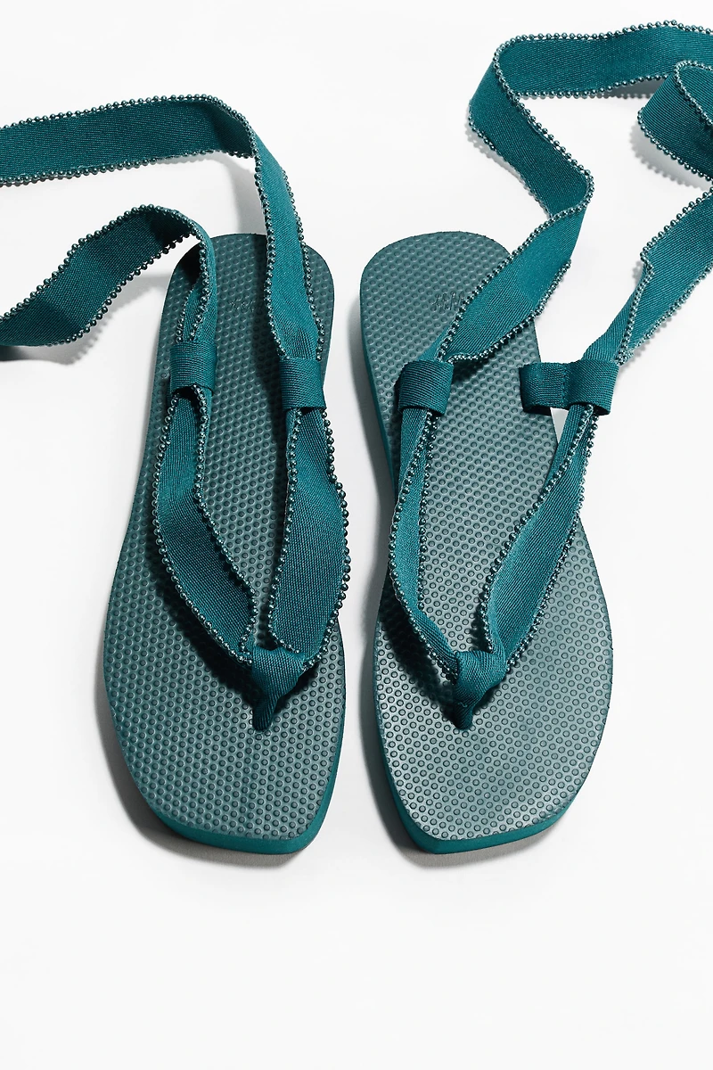 Tie-Detail Flatform Flip-Flops