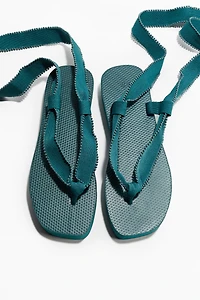 Tie-Detail Flatform Flip-Flops