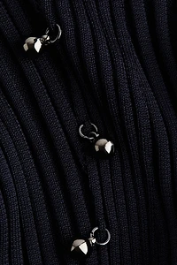 Bead-Embellished Rib-Knit Dress