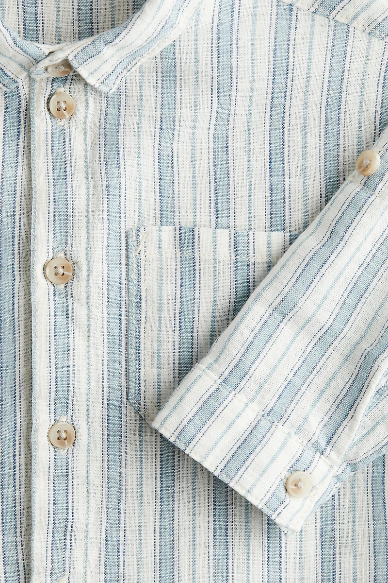 Linen-Blend Roll-Up-Sleeved Shirt