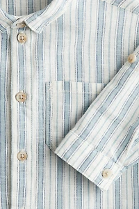 Linen-Blend Roll-Up-Sleeved Shirt
