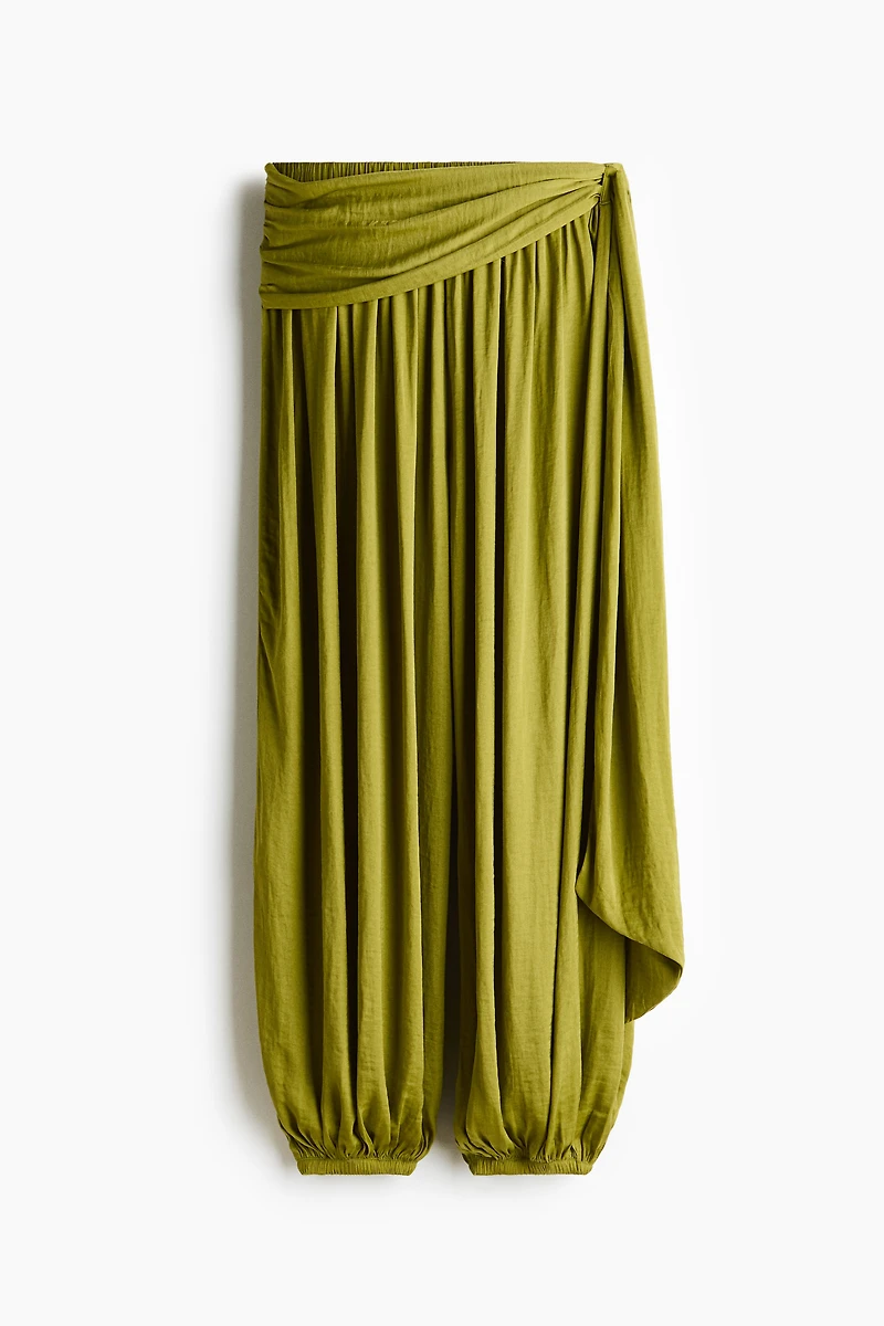 Draped-Panel Balloon-Leg Pants