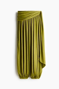 Draped-Panel Balloon-Leg Pants