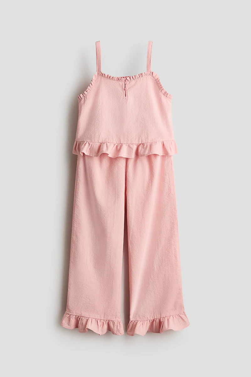 2-Piece Ruffle-Trimmed Seersucker Set