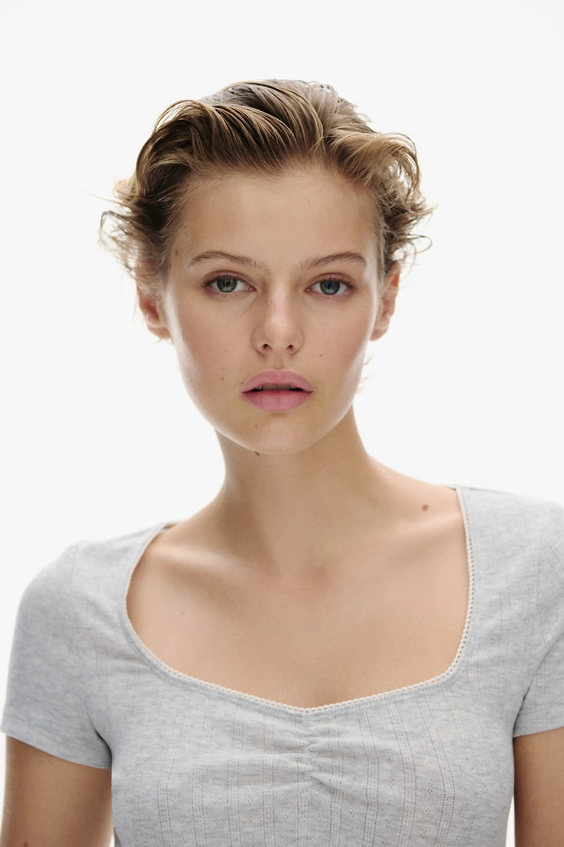 Picot-Trimmed T-Shirt