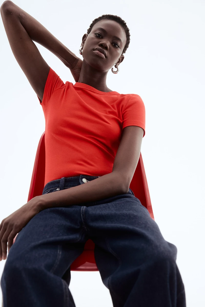 Ribbed Modal-blend T-shirt