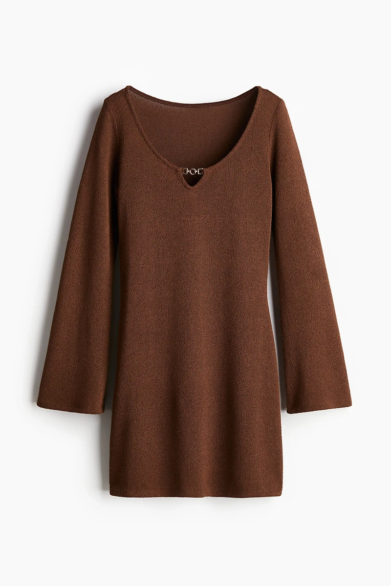 Knit Dress with Flared Skirt