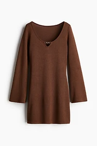 Knit Dress with Flared Skirt
