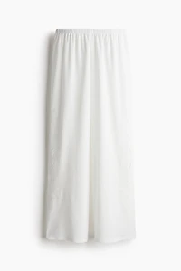 Wide-Leg Pants with Eyelet Embroidery