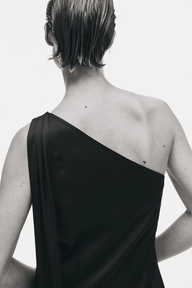 Scarf-Detail Satin Dress