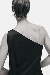 Scarf-Detail Satin Dress