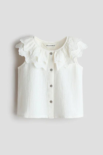 Tiered-Collar Cotton Blouse