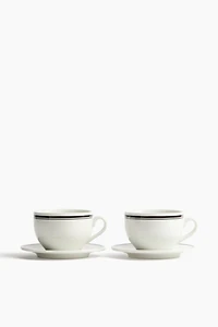 2-Pack Porcelain Cups with Saucers
