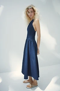Denim Dress with Flared Skirt