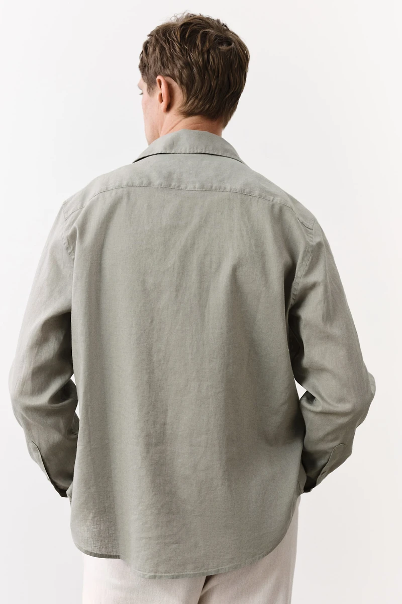 Regular-Fit Linen-Blend Shirt