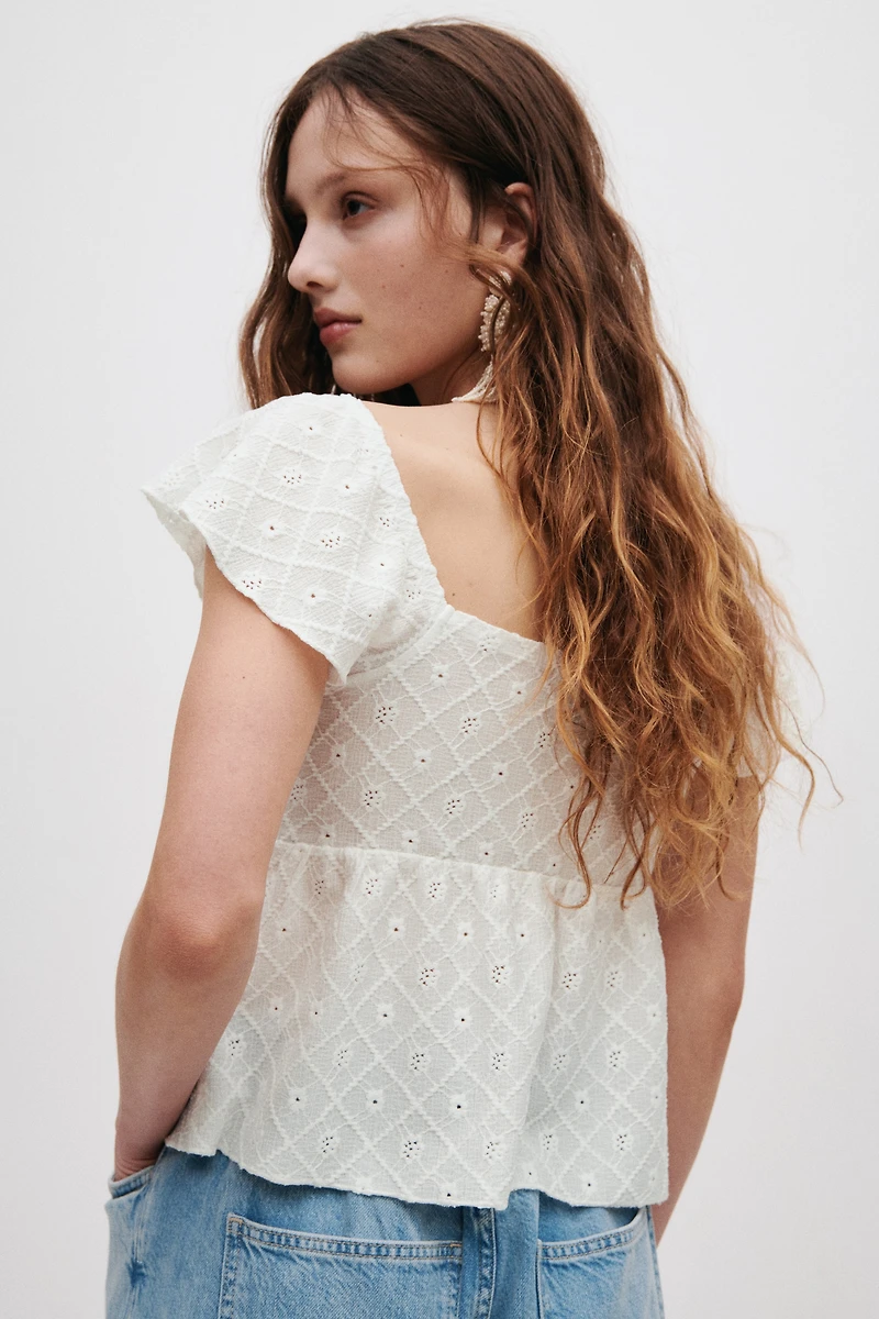 Pointelle Jersey Blouse