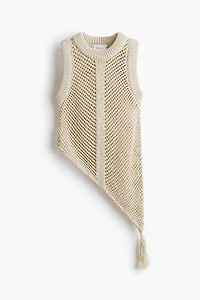 Crochet-Look Tassel-Detail Top