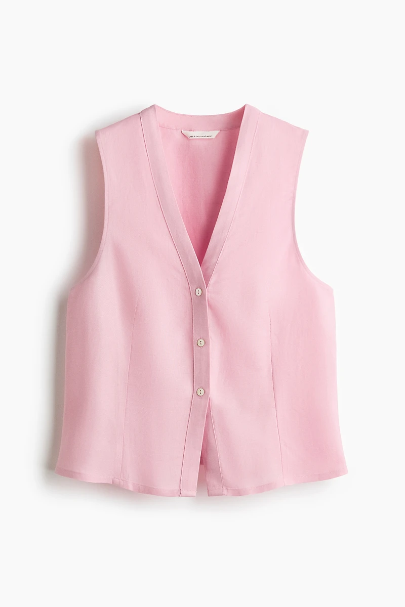 Sleeveless Linen-Blend Shirt