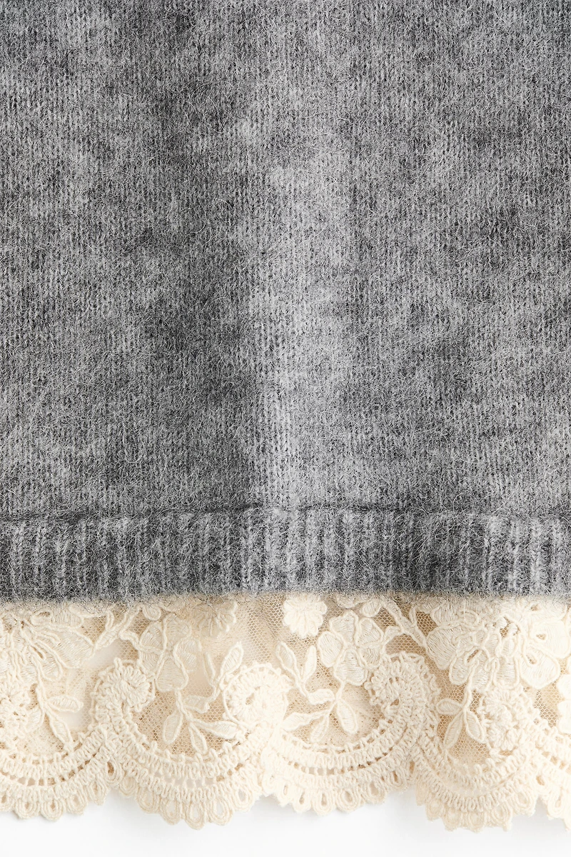 Lace-Trimmed Mohair-Blend Sweater