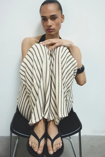 Pantalon large en tricot texturé
