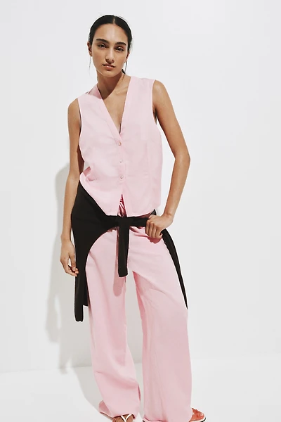 Sleeveless Linen-Blend Shirt