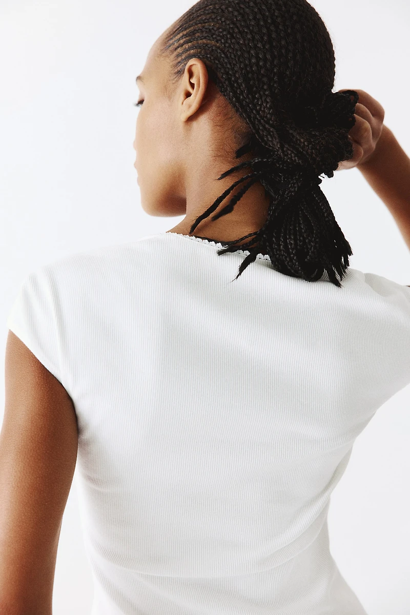 Ribbed Sweetheart-Neck Top