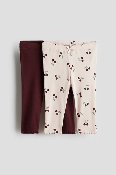Lot de 2 leggings en coton côtelé