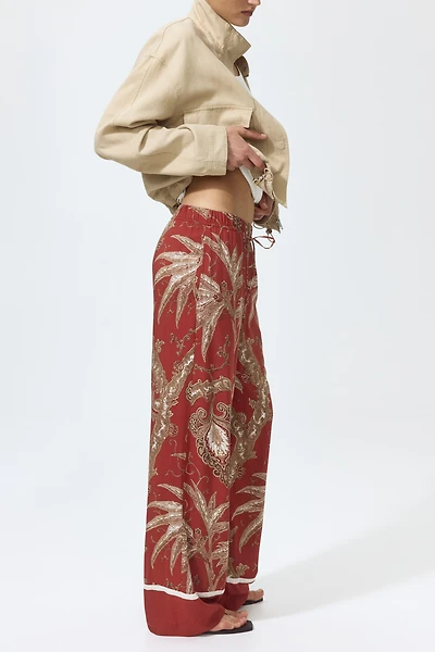 Wide-cut Pull-on Pants