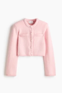 Mohair-Blend Cardigan with Shoulder Pads