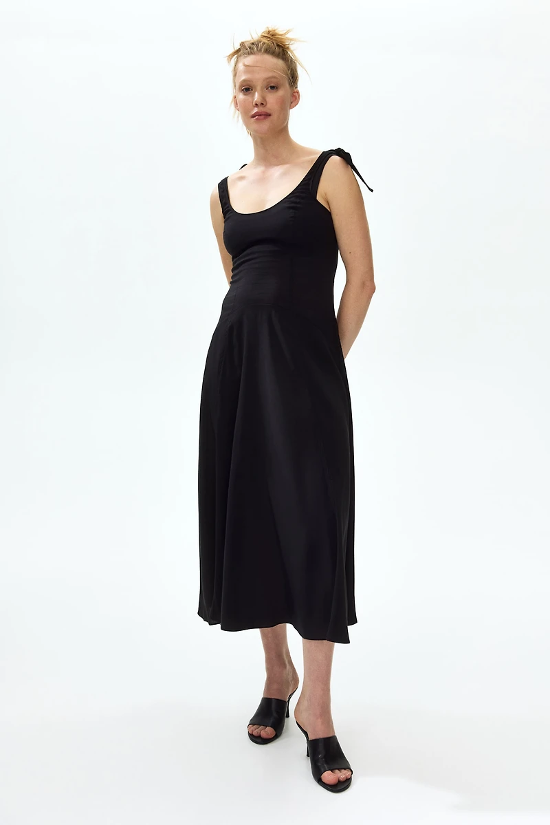 MAMA Nursing Dress with Tie-Top Shoulder Straps