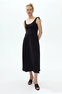 MAMA Nursing Dress with Tie-Top Shoulder Straps