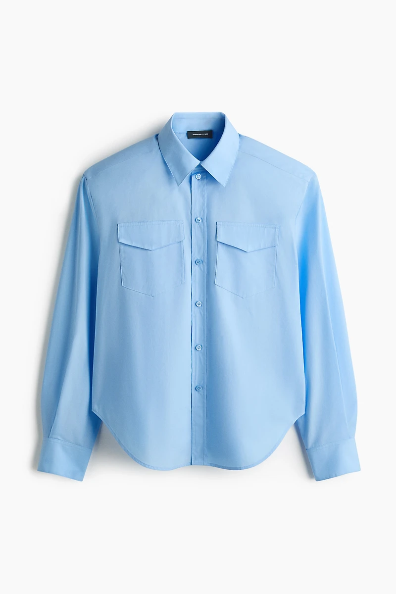 Chemise en popeline avec épaulettes
