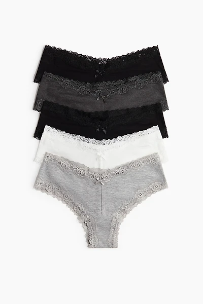 5-pack Cotton and Lace Hipster Briefs