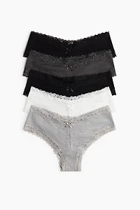 5-pack Cotton and Lace Hipster Briefs