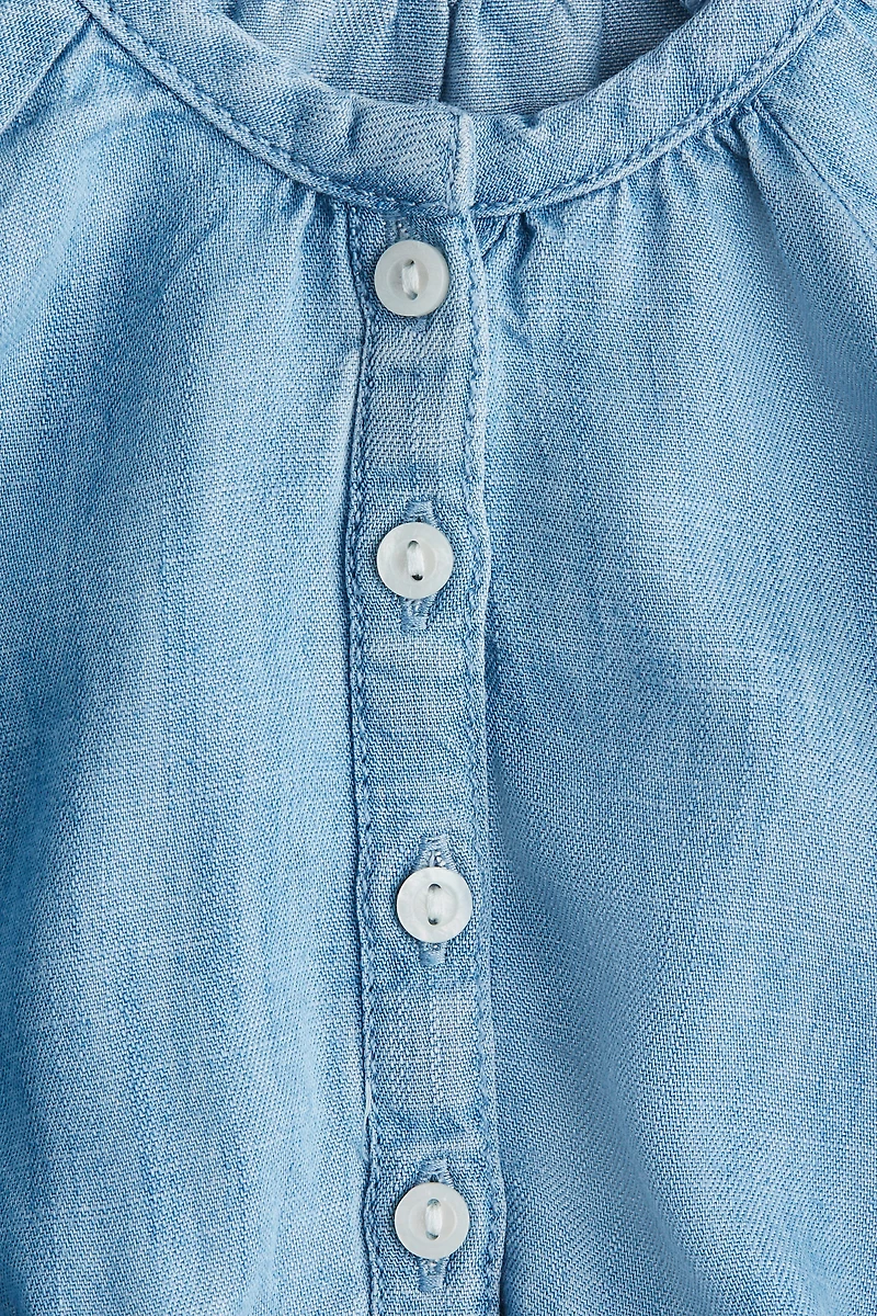 Embroidered-Detail Denim Blouse