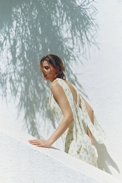 Cowl-Neck Dress with Tie Shoulder Straps