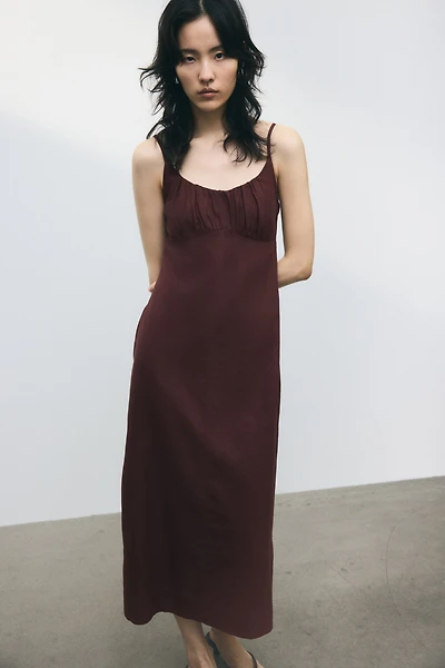 Linen-Blend Strappy Dress