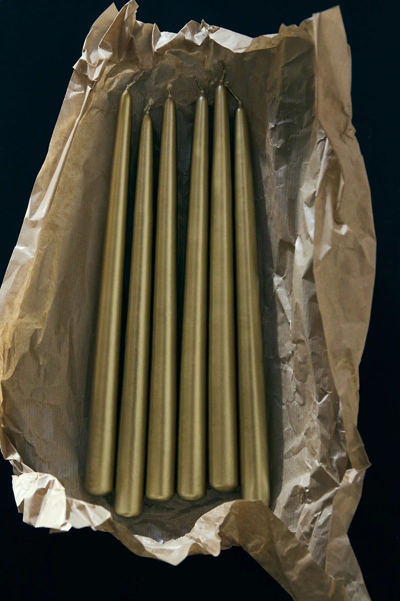 Lot de 6 bougies flambeau métallisées