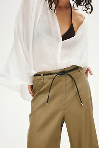 Linen-Blend Bootcut Pants