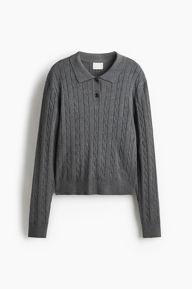 Cable-Knit Polo Shirt