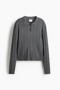 Cable-Knit Polo Shirt