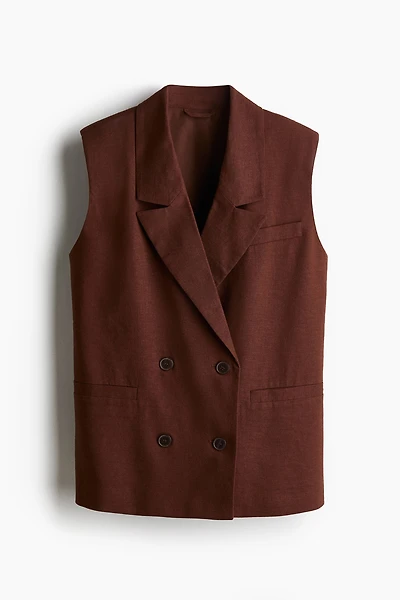 Gilet à la taille sans manches en lin mélangé